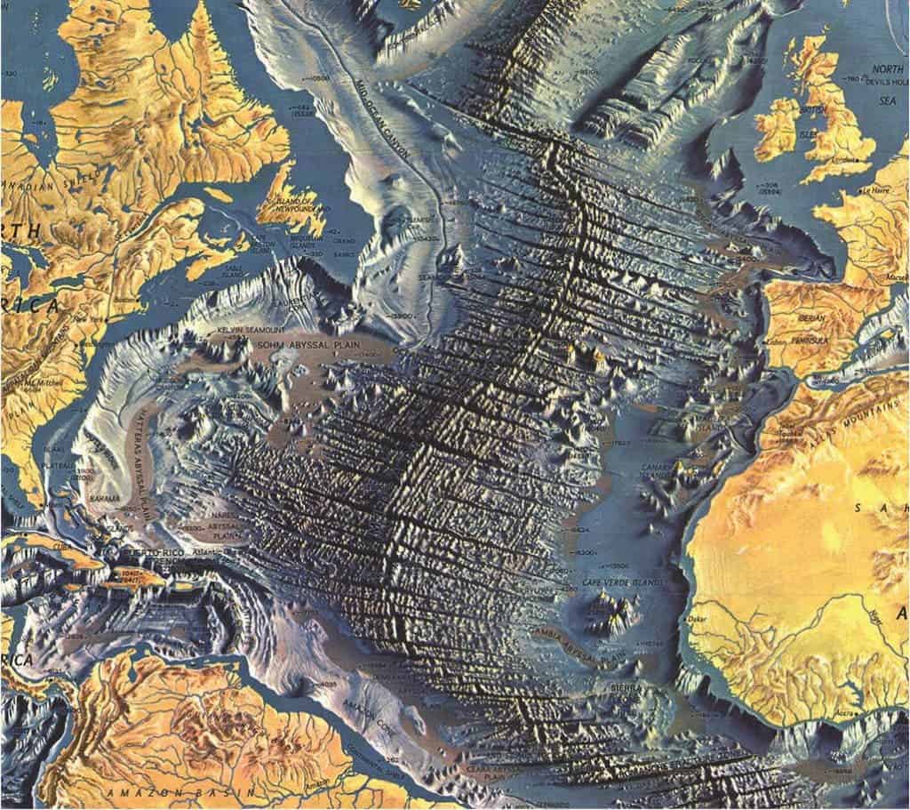 Topographical Map Of Atlantic Ocean Floor 