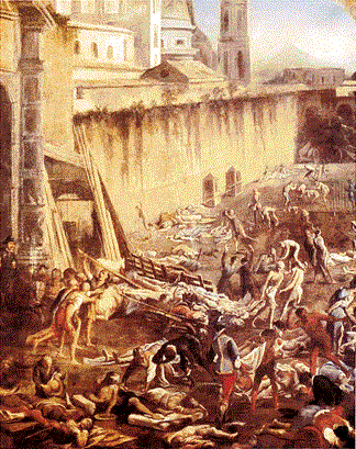 Illustration of a city plagued by the black death