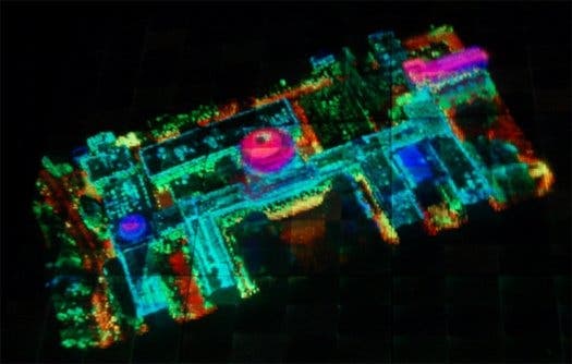 DARPA’s Urban Photonic Sandtable Display (UPSD) creates color, real-time, 3D holographic displays with up to 12 inches of visual depth. (c) DARPA