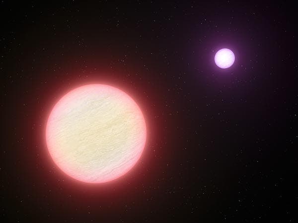 An artist's impression of the coldest brown dwarf found so far, CFBDSIR 1458 10b captioned on the right.