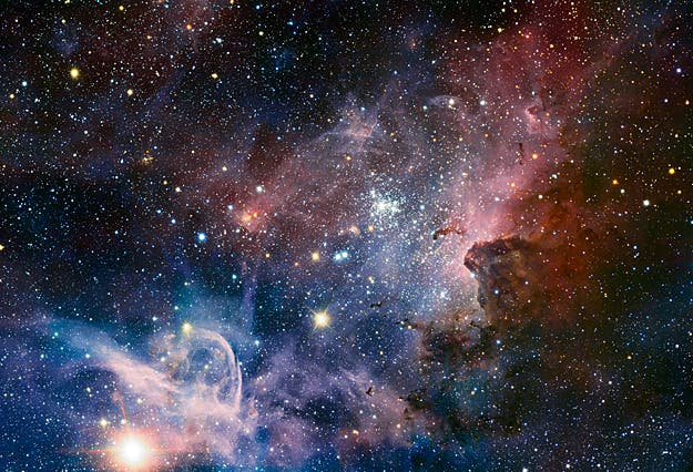 The Carina Nebula, captured in infrared by the Very Large Telescope. (c)  ESO/T. Preibisch