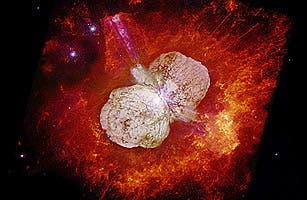 The Eta Carina explosion took place more than 165 years ago - covered in a thick nebula. (c) N. Smith / J. A. Morse (U. Colorado) et al. / NASA