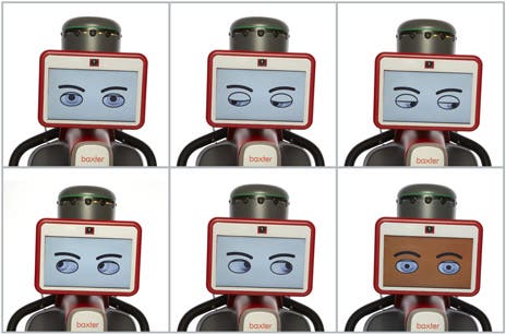 Various instances of Baxter's faces provide feedback to human co-workers. It looks a bit cynical, condescending at least. Who's idea was this?  (c) David Yellen 