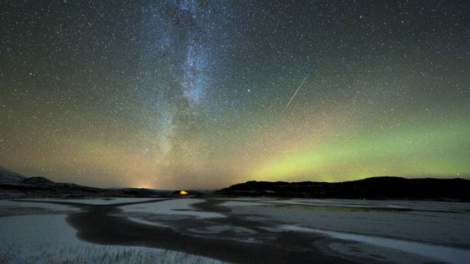 Tommy Eliassen captured this spectacular view of an Orionid meteor streaking through the dazzling northern lights and Milky Way from his camp in Korgfjellet, Hemnes, Norway Read more: http://www.foxnews.com/science/2012/10/22/orionid-meteor-shower-wows-weekend/#ixzz2A2gUJHRw