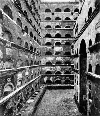 A corridor of one of the famous catacombs of Rome.