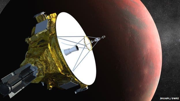 Artist impression of the New Horizons spacecraft set to fly by the Pluto system in July 2015. (c) JHUAPL/SWRI