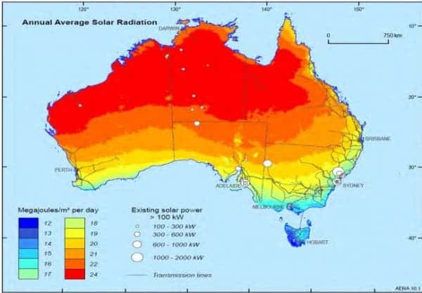 Australia solar irradiance