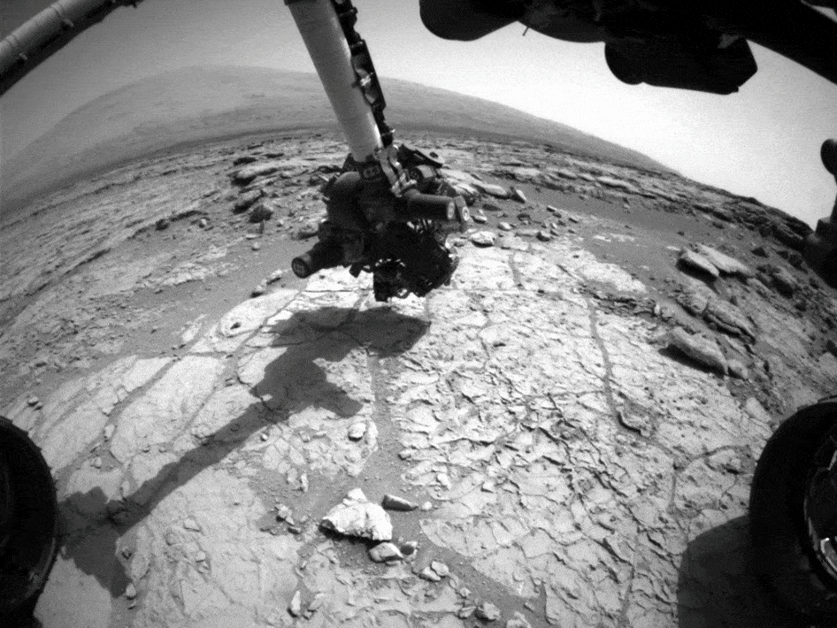 Curiosity's drill in action
