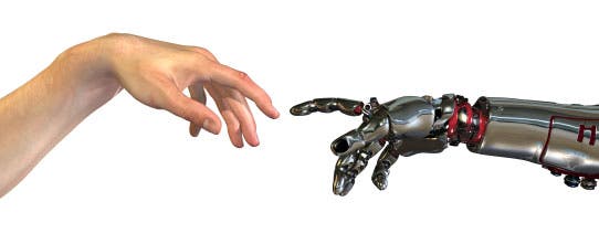 human and robot hand 