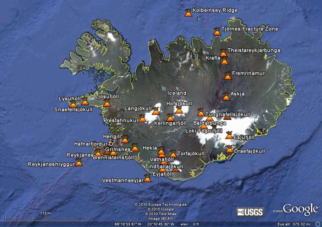Volcanoes in Iceland.