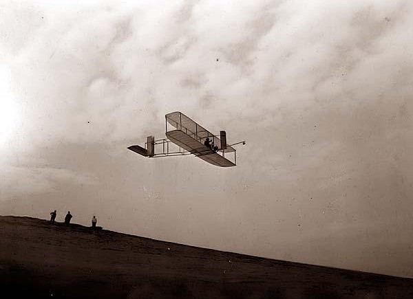 Wright Brothers Glider in mid flight. It was made in 1911.