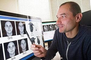 Constantin Rezlescu, a postdoctoral fellow in psychology is one of the people involved in the face brain mechanics study at Harvard.   (c) Jon Chase/Harvard Staff Photographer