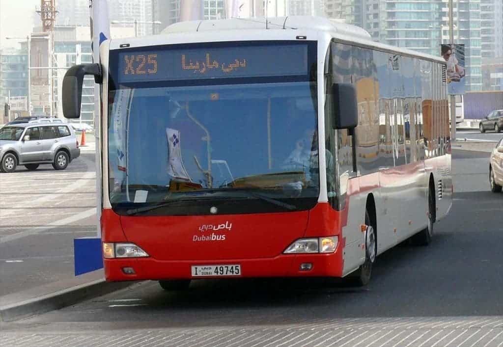 A bus in Dubai - public transportation can go a long way in sustainability and climate stability.