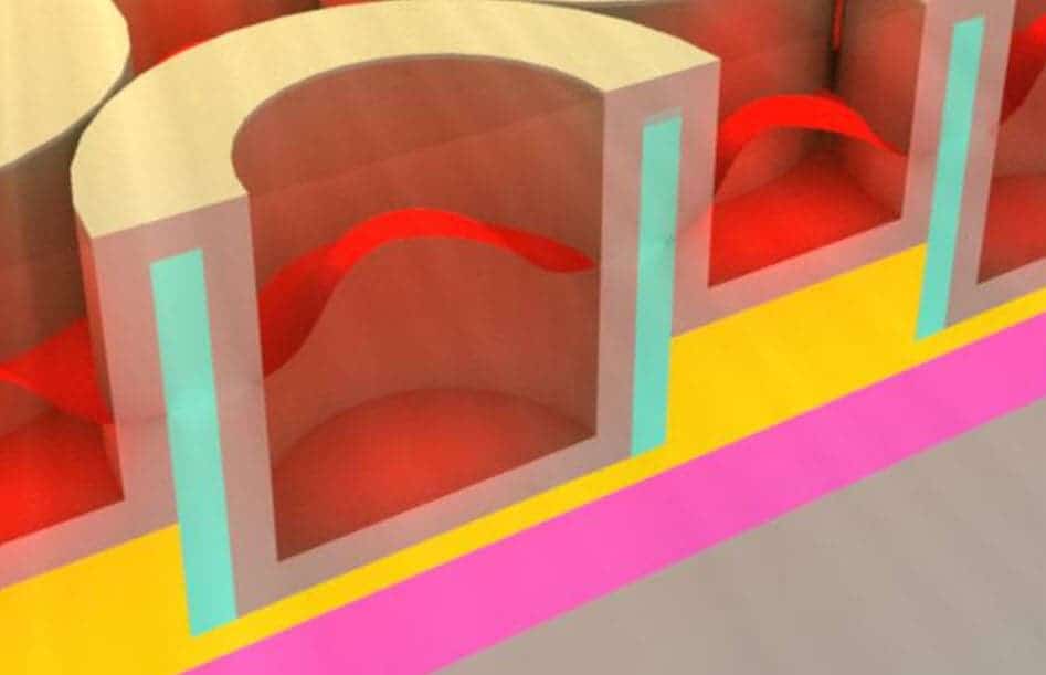 Cross section of the  metallic dielectric photonic crystal. Image: MIT