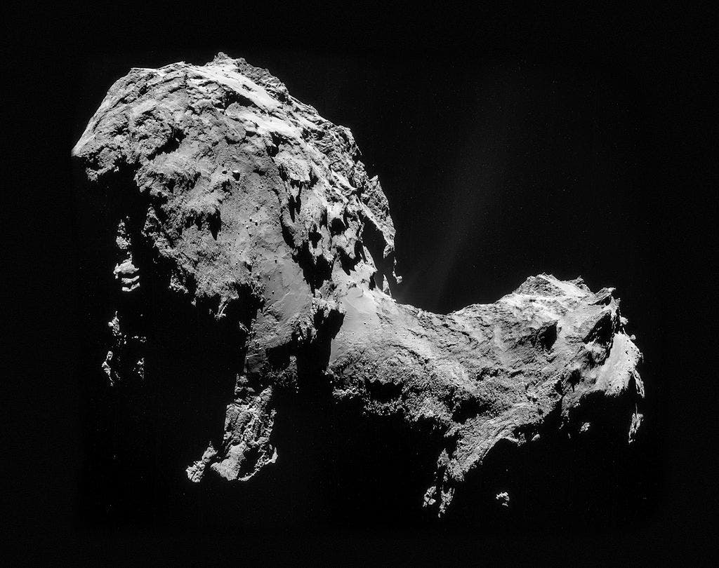Comet 67P on 19 September 2014 NavCam mosaic. Image via ESA.