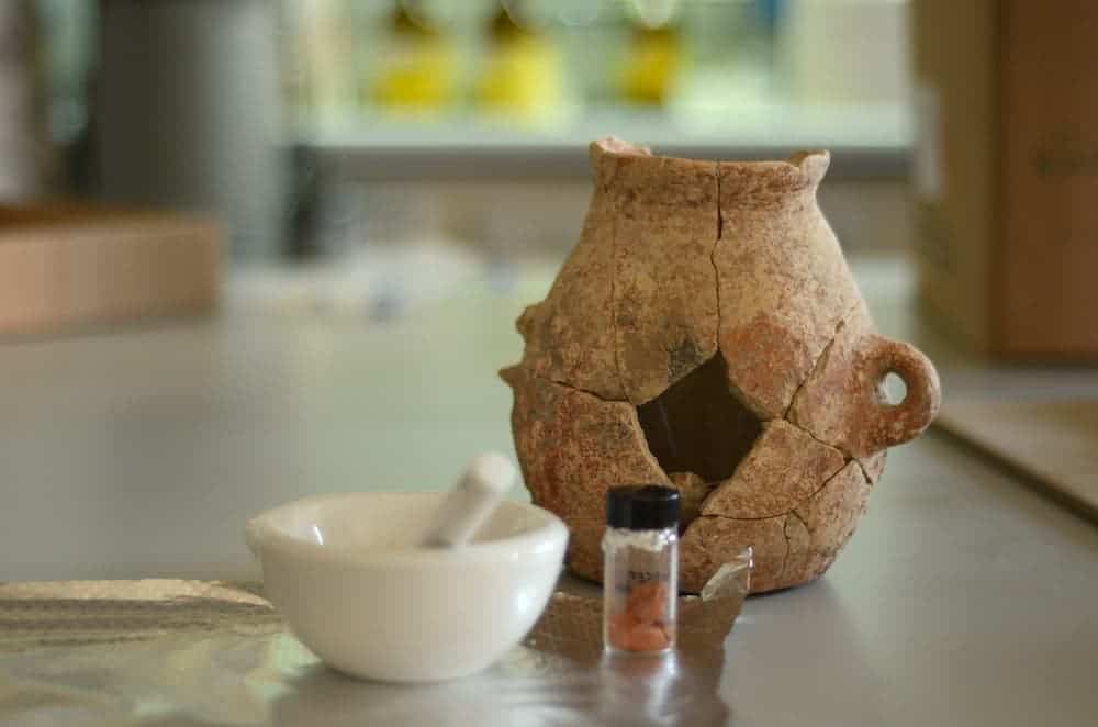 8,000 year old olive oil was found in Israel. This is the earliest evidence of olive oil production. Credit: Courtesy Israel Antiquities Authority