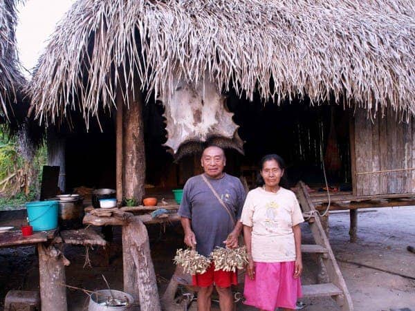 Inhabitants of the Peruvian Amazon village of Colombiana, who were recently raided by a neighboring Amazonian tribe. Photo: C. FAGAN, UPPER AMAZON CONSERVANCY