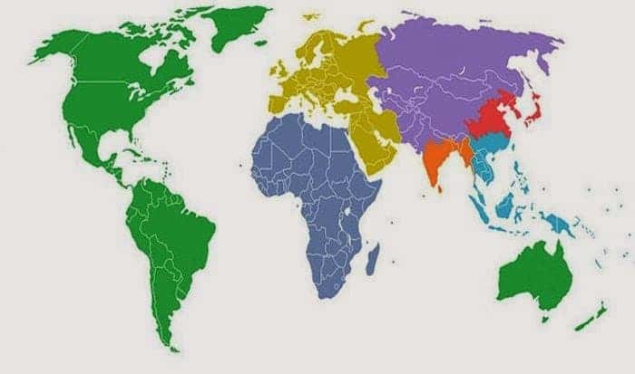 This is the world divided into seven sections - each with approximately 1 billion people. That's right, both the Americas AND Australia have just as much population as that red strip in South-East Asia. But if you think this is a shock...