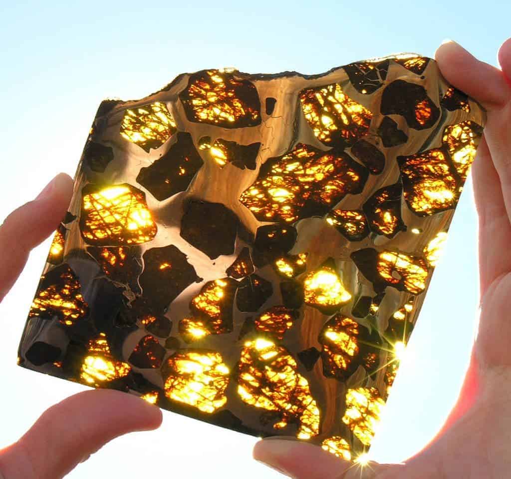 A pallasite - a rare type of meteorite which researchers studied here. Image via Wiki Commons.
