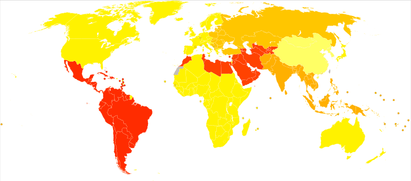 Disability-adjusted life year for dental caries per 100,000 inhabitants in 2004. This study pretty much confirmed the findings from that year. Image via Wiki Commons.