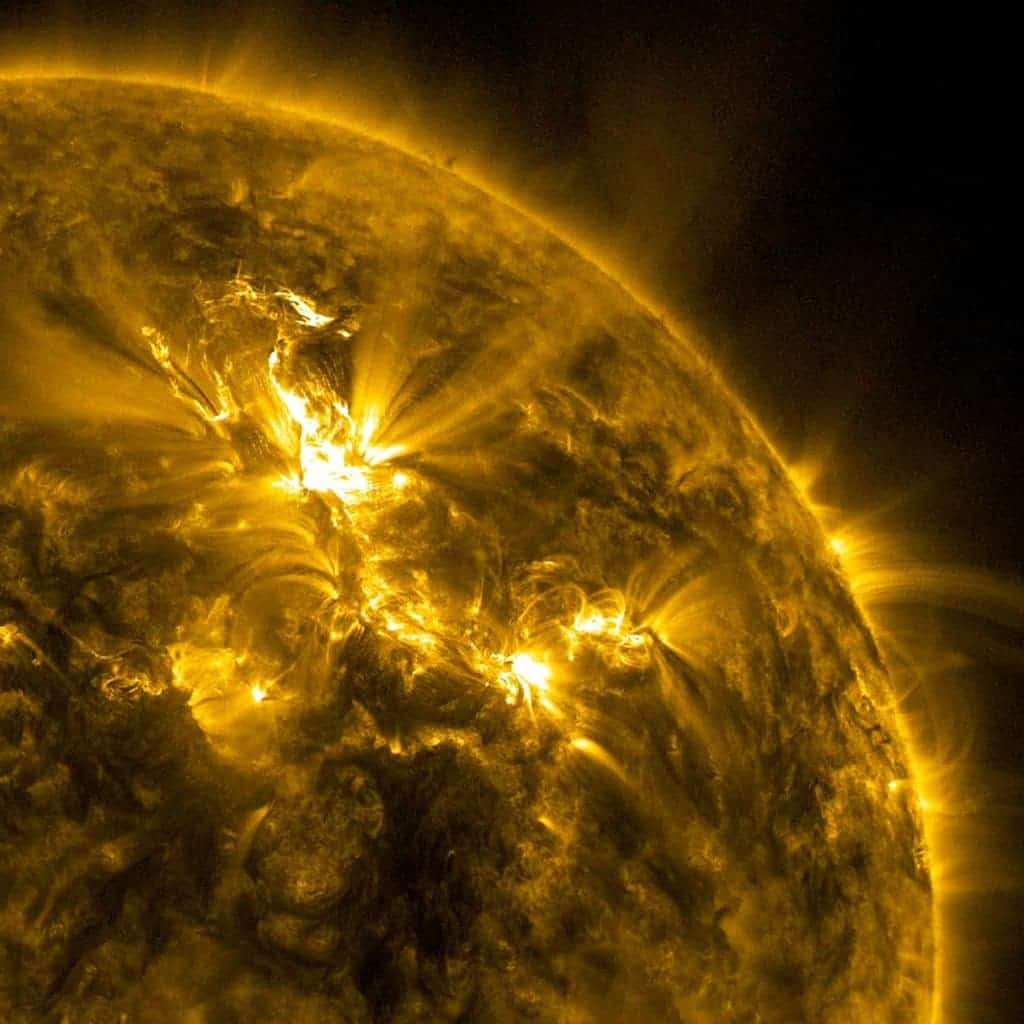 A solar flare accompanied by a coronal mass ejection (CME) erupted from the sun on January 23rd 2012. Credit: NASA/SDO