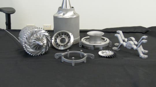All these metal parts were 3D printed, then polished. Image: GE Aviation