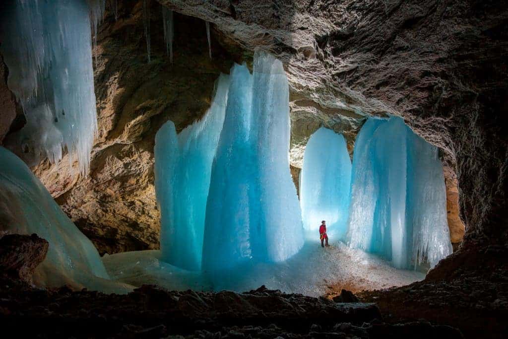 Photo and caption by Peter Gedei /National Geographic Traveler Photo ContestThe famous hall "Halle der Circe" is located at the end of the highest-lying touristic cave in the world (2100 m alt.), which can be reached only by experienced cavers. With proper lighting the permanent ice in the hall shines in beautiful blue tones, which add enchantment atmosphere to the frozen hall.