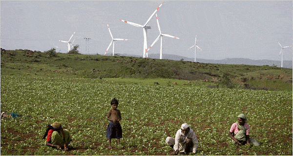 Wind turbines in the Indian countryside. Image: yffpindia.com