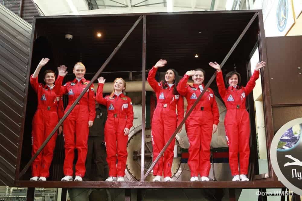 The six women who will spend eight days in a moon mission simulation. Credits: Institute of Biomedical Problems