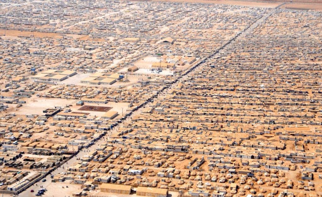 Aerial view of Zaatari Refugee Camp in Jordan.