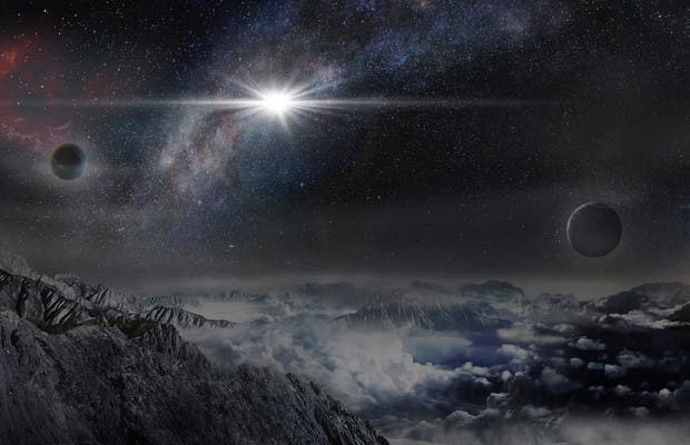 An artist's impression of the record-breakingly powerful, superluminous supernova ASASSN-15lh as it would appear from an exoplanet located about 10,000 light years away in the host galaxy of the supernova. (Credit: Beijing Planetarium / Jin Ma)