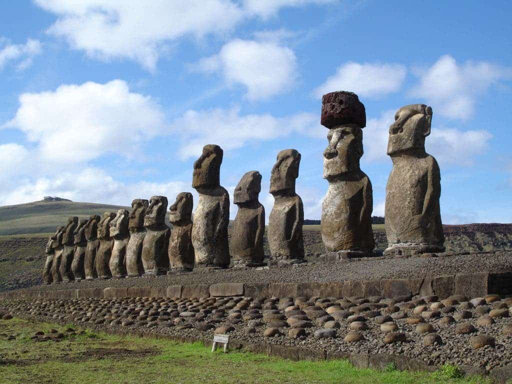 The famous Easter Island statues. Photo by Hhooper1.