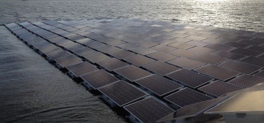 Once completed, the 6.3 MW array will be the largest floating solar park in Europe, and the second-largest in the world.
Image via pv-magazine.