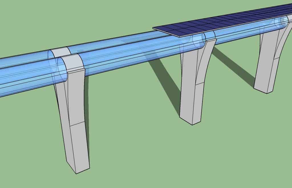 Hyperloop concept. Note the solar panels on top. Photo by Edit1306.
