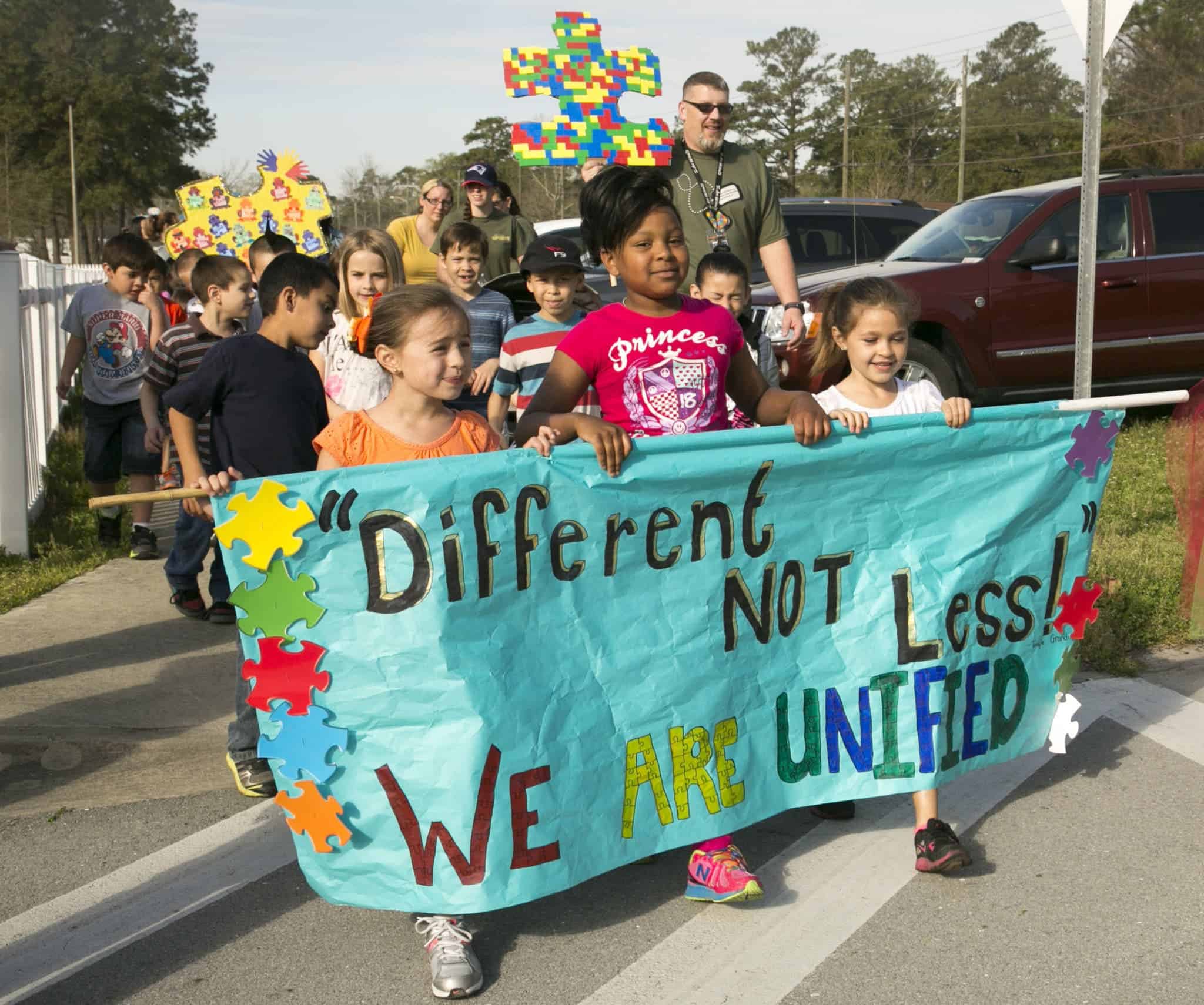 Students and families walk to support Autism Awareness Month.
Photo by: Lance Cpl. Andrea Ovall