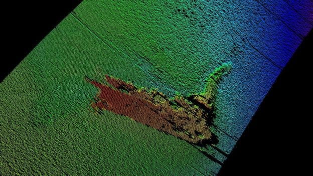An underwater robot detected the Nessie model during a survey of parts of Loch Ness