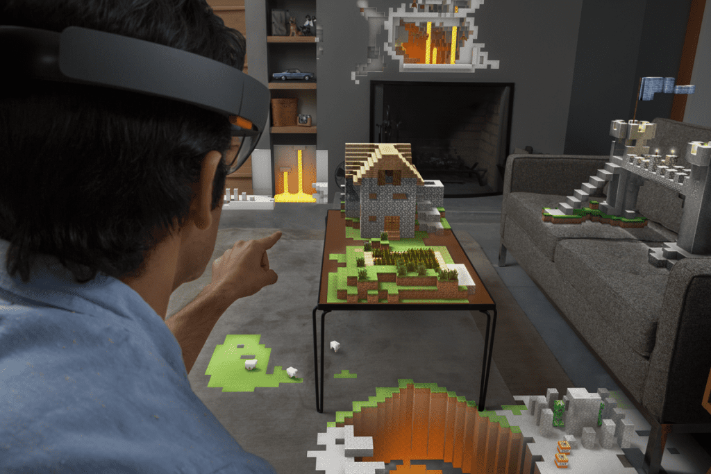 Microsoft HoloLens blends reality with virtual objects.
Image via wikimedia user Microsoft Sweden.