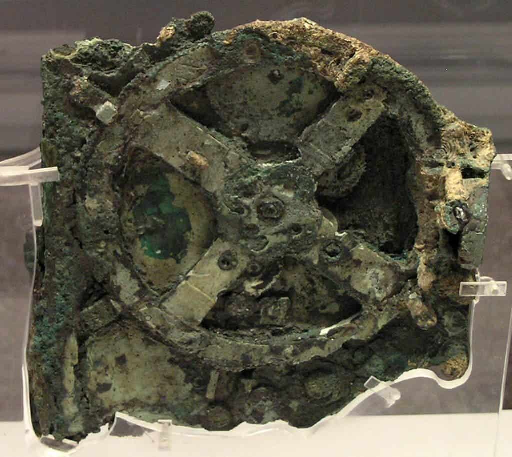 The Antikythera mechanism on display. Credit: Wikimedia Commons