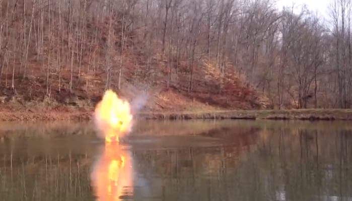 What happens when you throw a pound of Sodium like a skipping stone in a  river