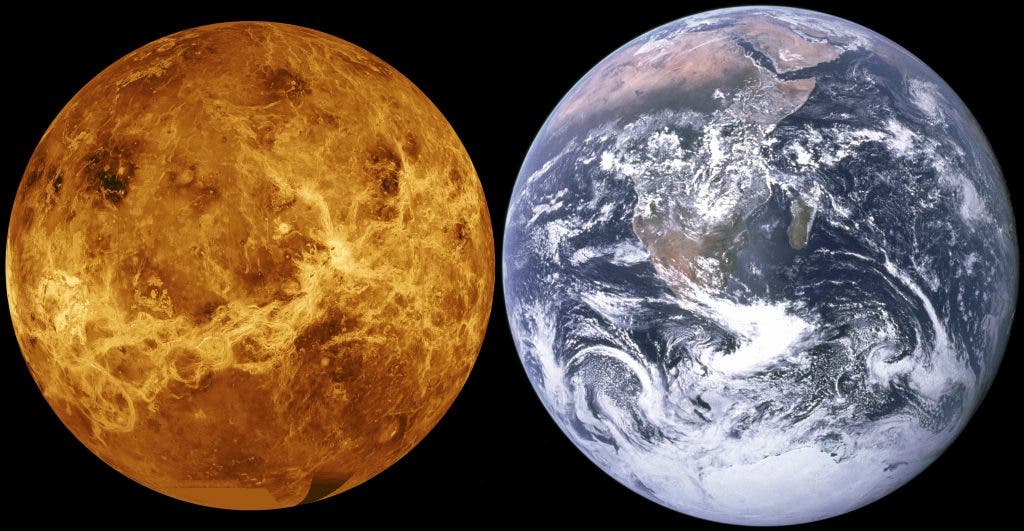 Venus, alongside Earth. Similar and yet so different.