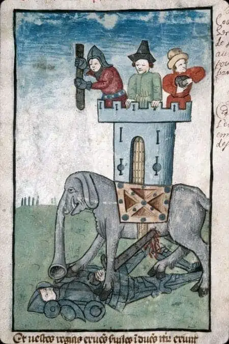 medieval drawing of elephant