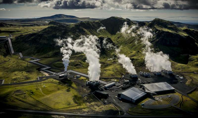 Air photograph of Reykjavik Energy’s Hellisheidi geothermal power plant. Credit: Árni Sæberg