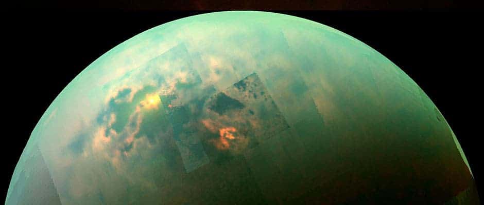 Light could pass through Titan's hazy atmosphere, creating the necessary conditions for life to emerge. Image via NASA.