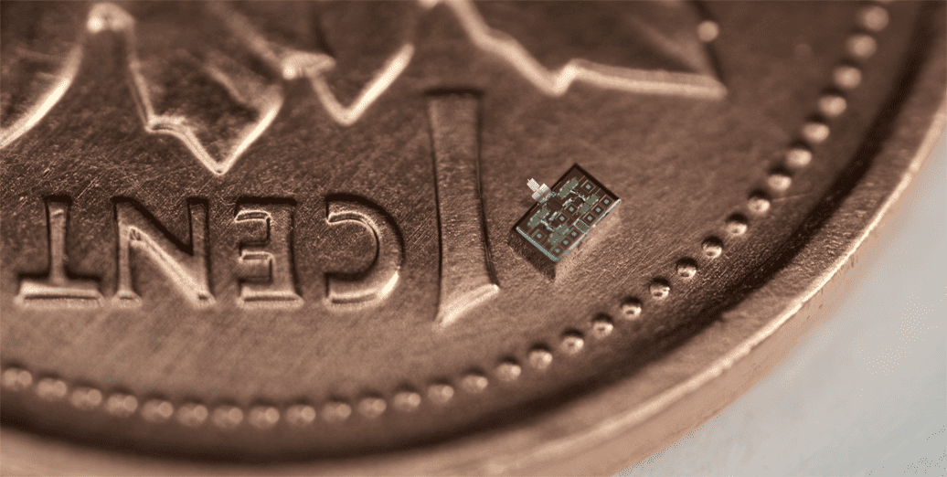 The world's first single-chip AFM is a research grade instrument that's shrunk down by a factor of a million to fit onto a microchip. Credit: nGauge