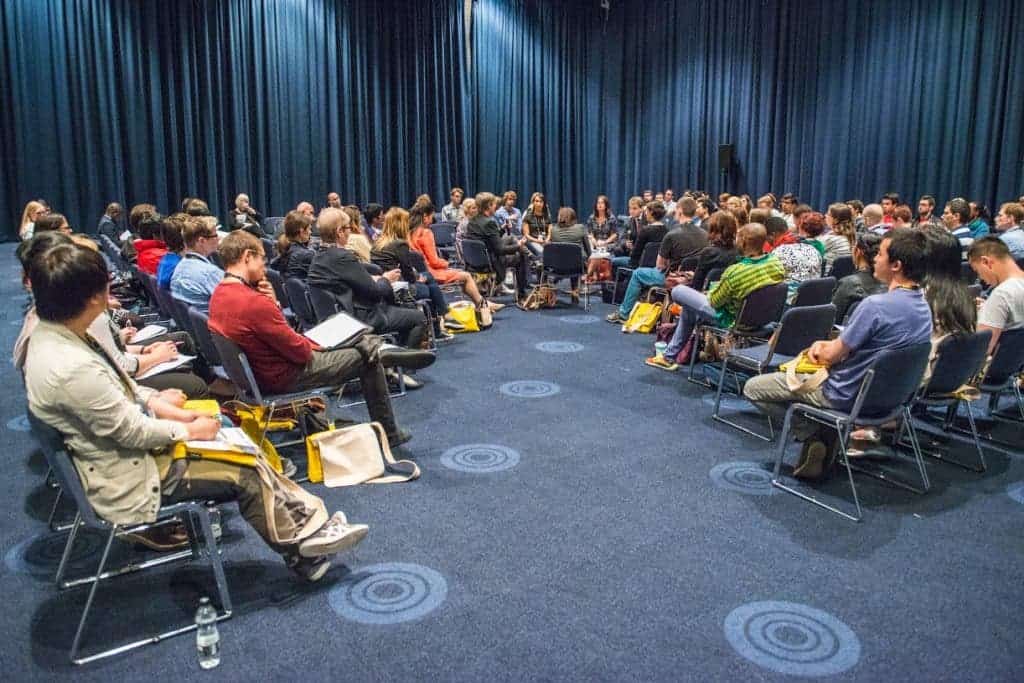 A session titled 'Life after a PhD - what does industry want from you' takes place in the Exchange Hall at the EuroScience Open Forum at Manchester Central, in Manchester, United Kingdom on Monday 25th July 2016. Credit: Matt Wilkinson Photography