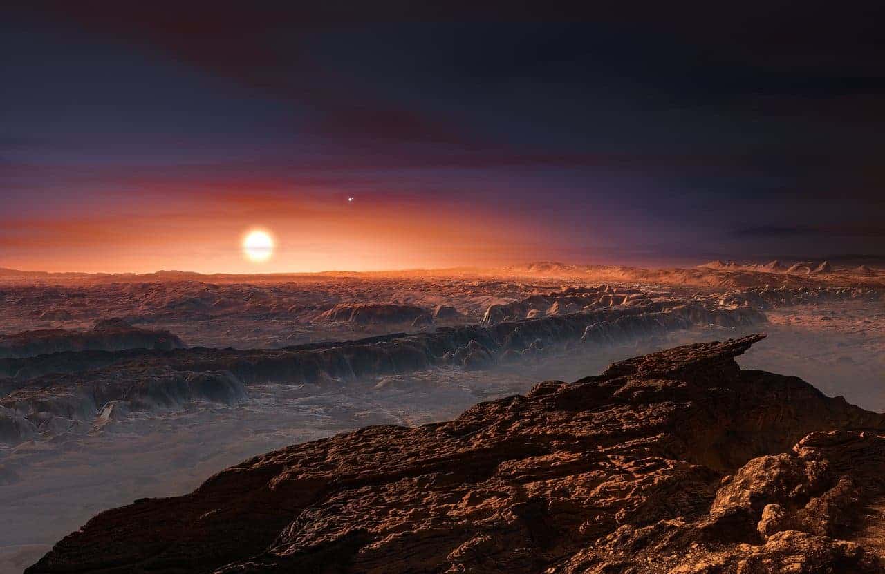 The planet's mass suggests Proxima b is rocky. Artist impression: ESO/M.KORNMESSER