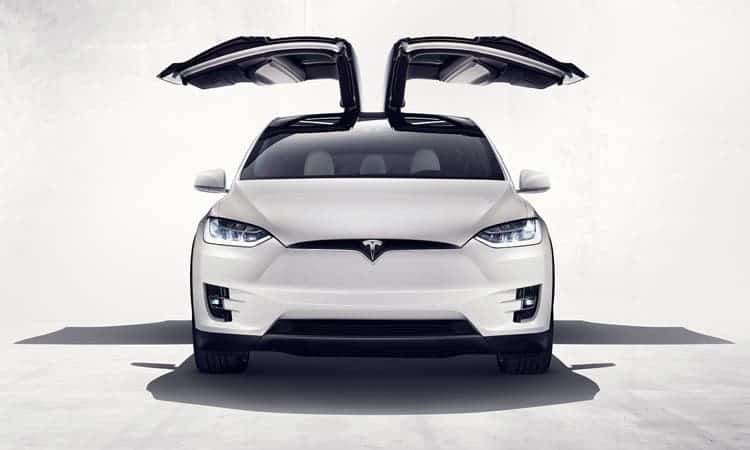 Tesla Model X with beautifully extended Falcon Wings. Credit: Tesla Motors