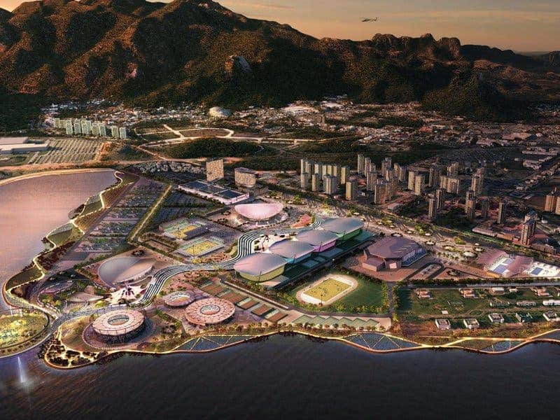 Artistic rendition of the media village, some of which is built on top of graves (Rio Olympics)