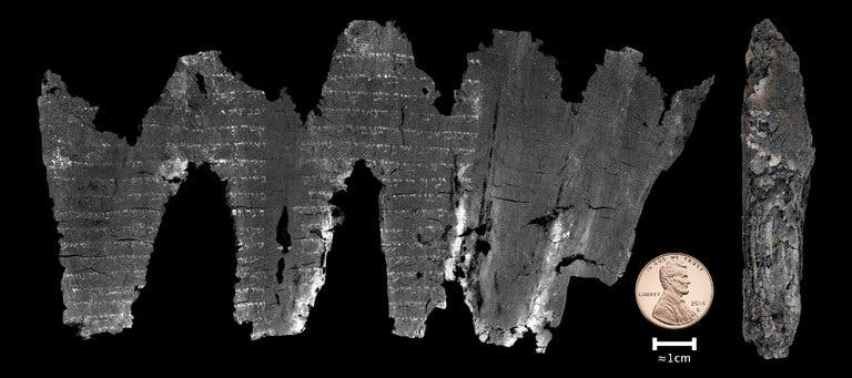A composite image of the completed virtual unwrapping of the En-Gedi scroll. Credit Seales et al. Sci. Adv. 2016; 2 : e1601247