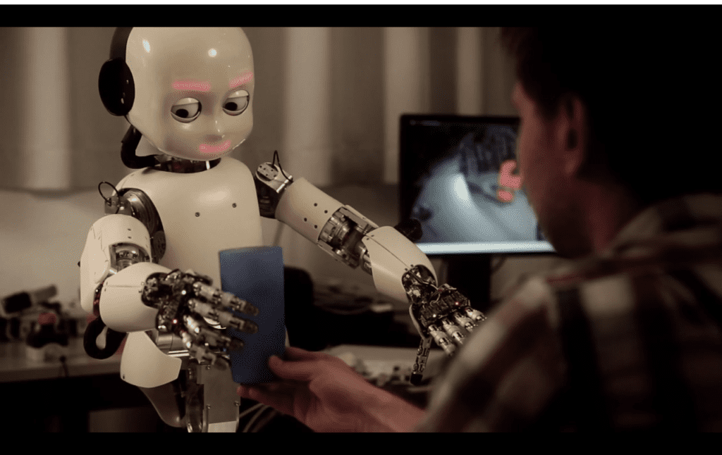 An iCub humanoid robot in IDSIA's robotics lab. Credit: Wikimedia Commons